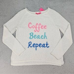 Lilly Pulitzer Sweater Womens Large Danette Coffee Beach Repeat Pullover NEW